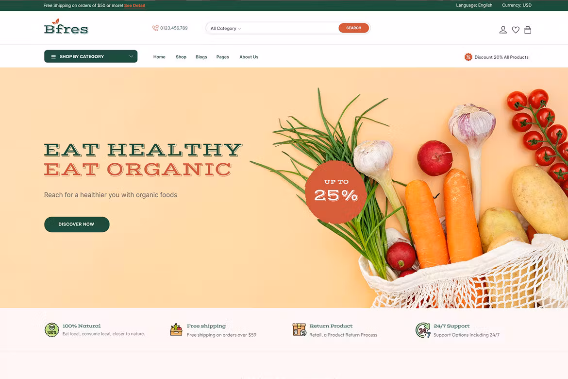Bfres - Organic Food WooCommerce Theme