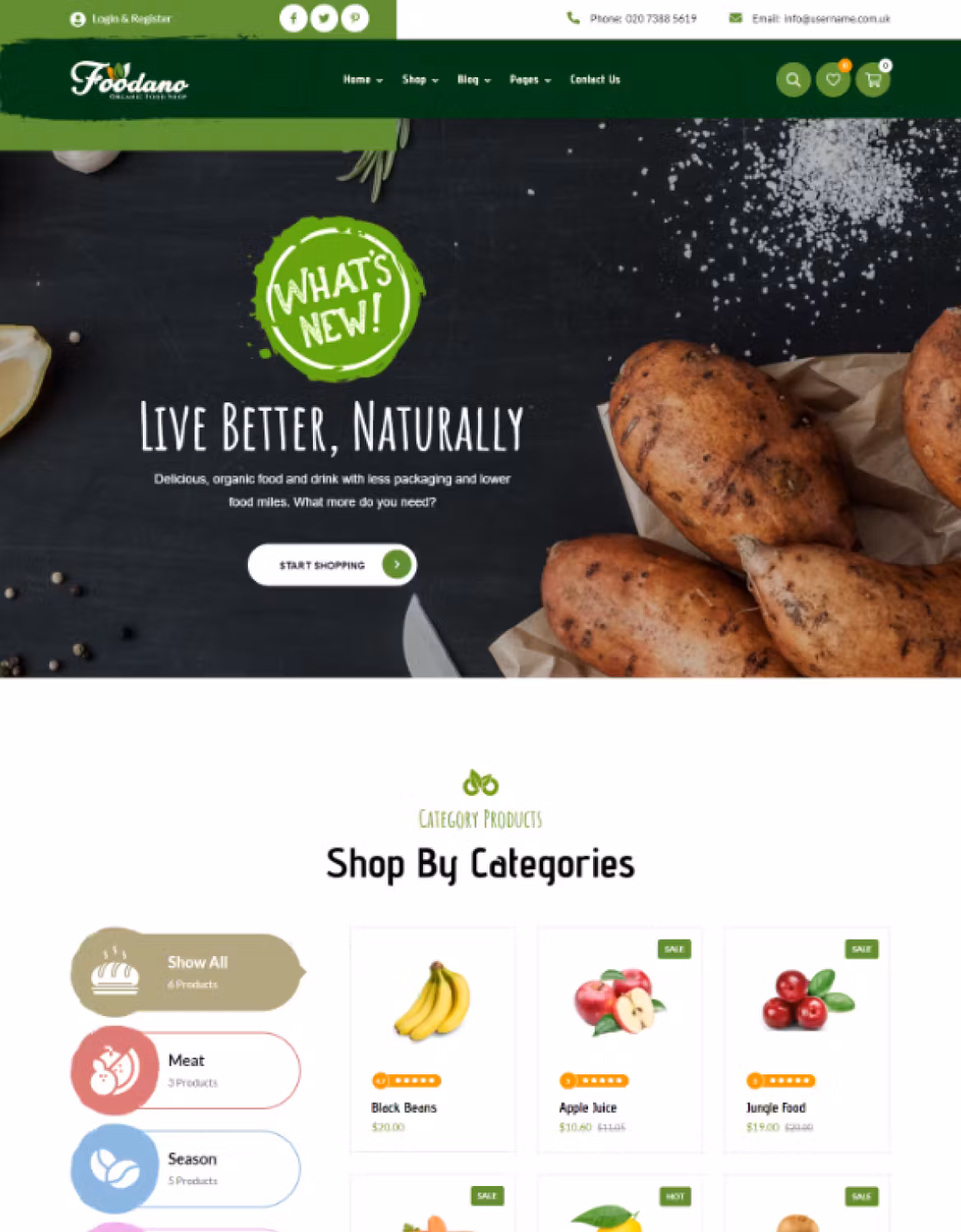 Foodano - Natural Food Shop WordPress Theme