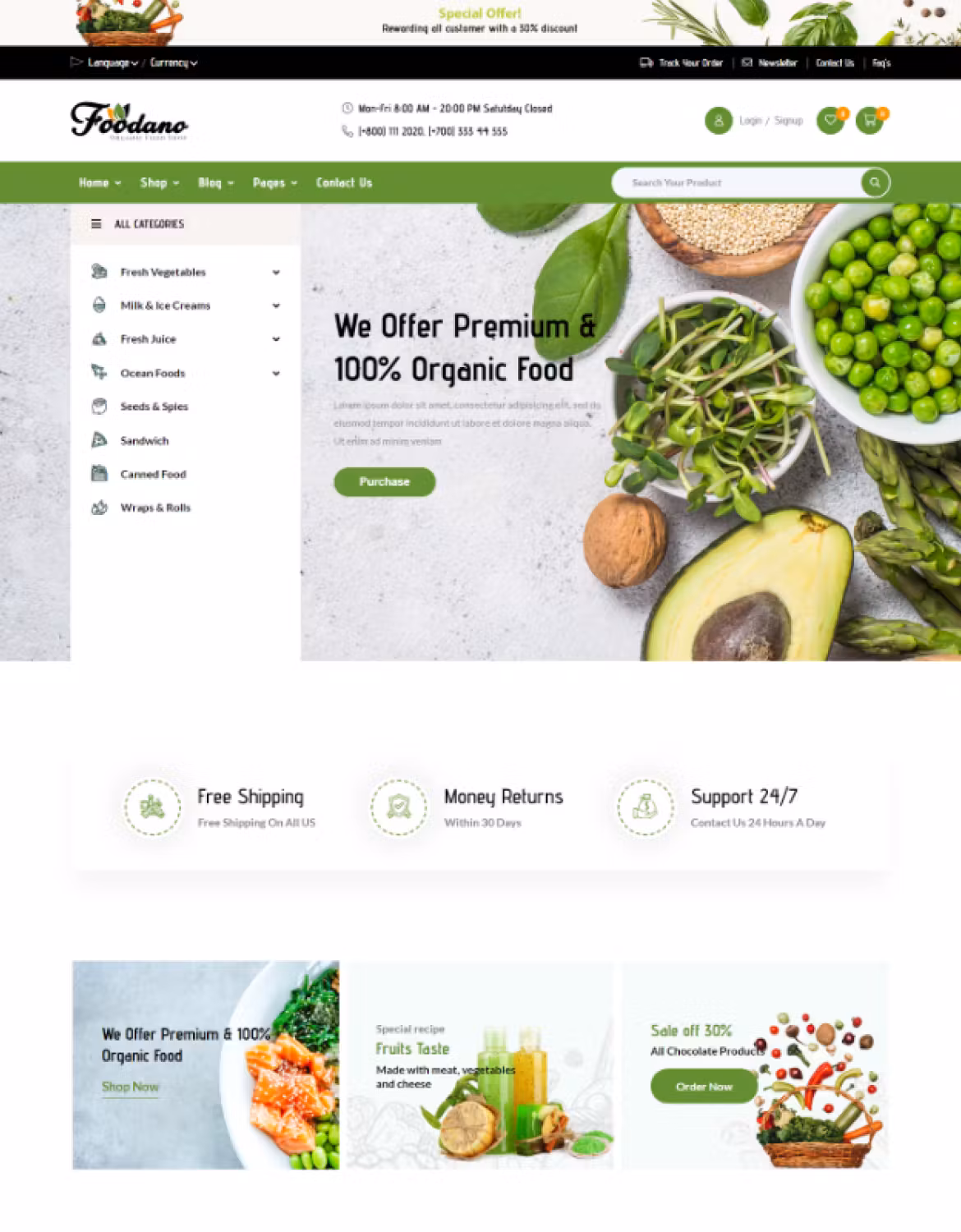 Foodano - Natural Food Shop WordPress Theme