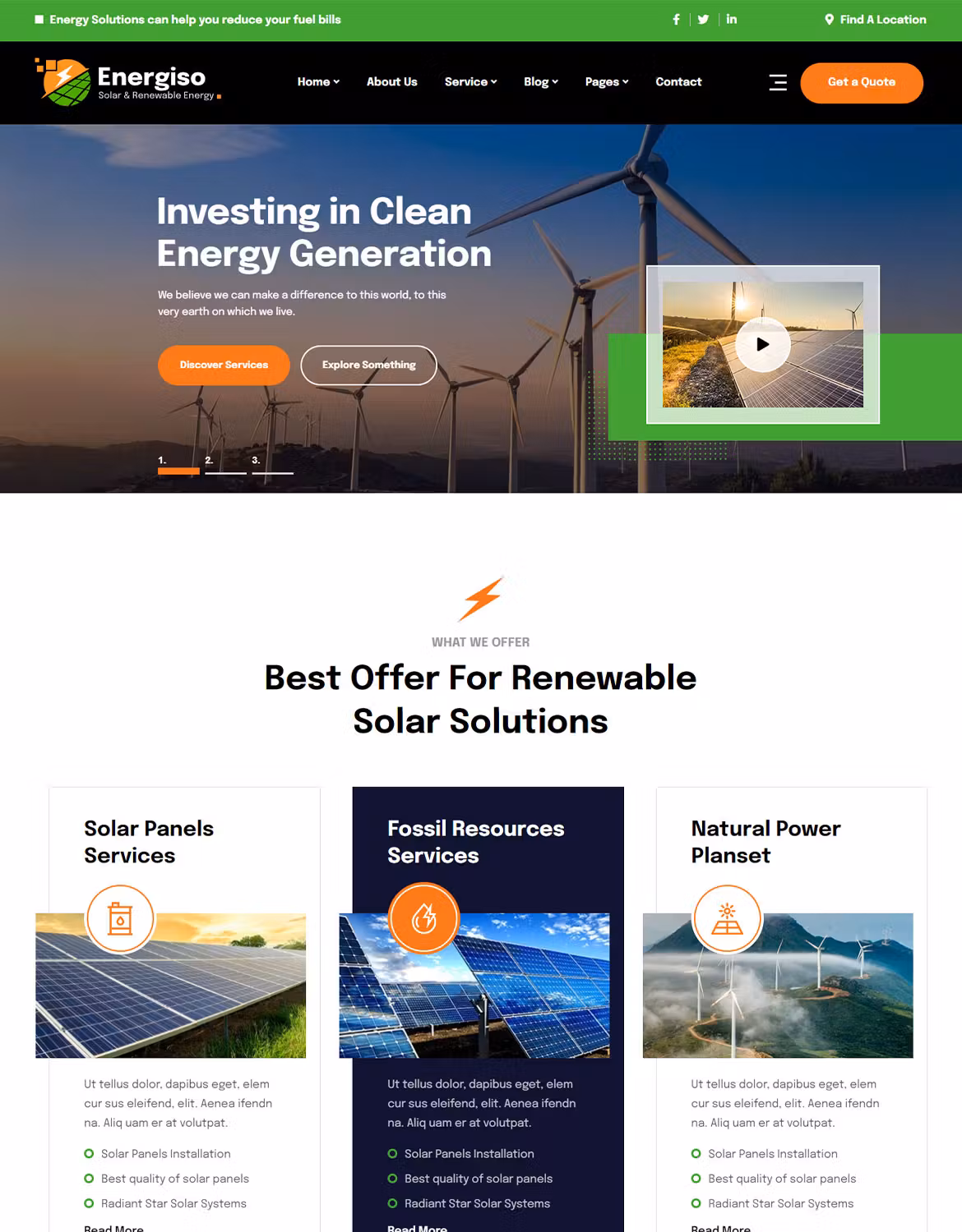 Energiso - Solar & Energy WordPress Theme