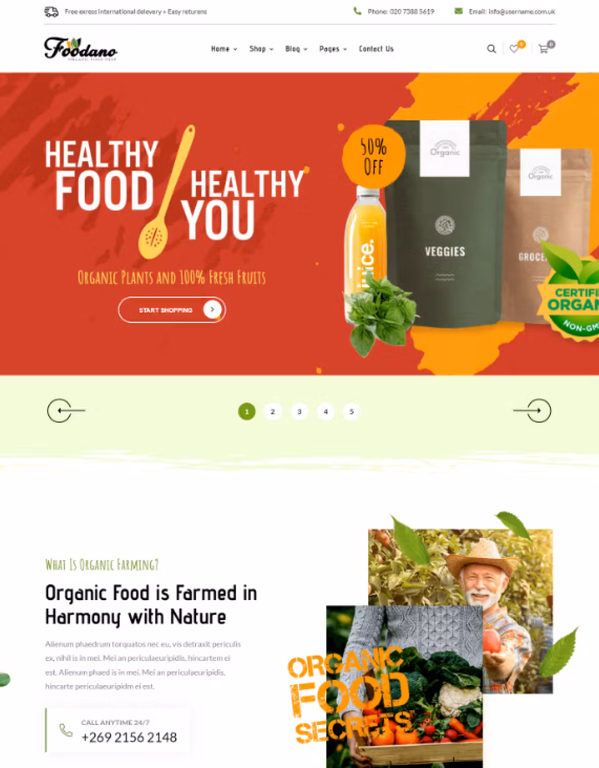 Foodano - Natural Food Shop WordPress Theme