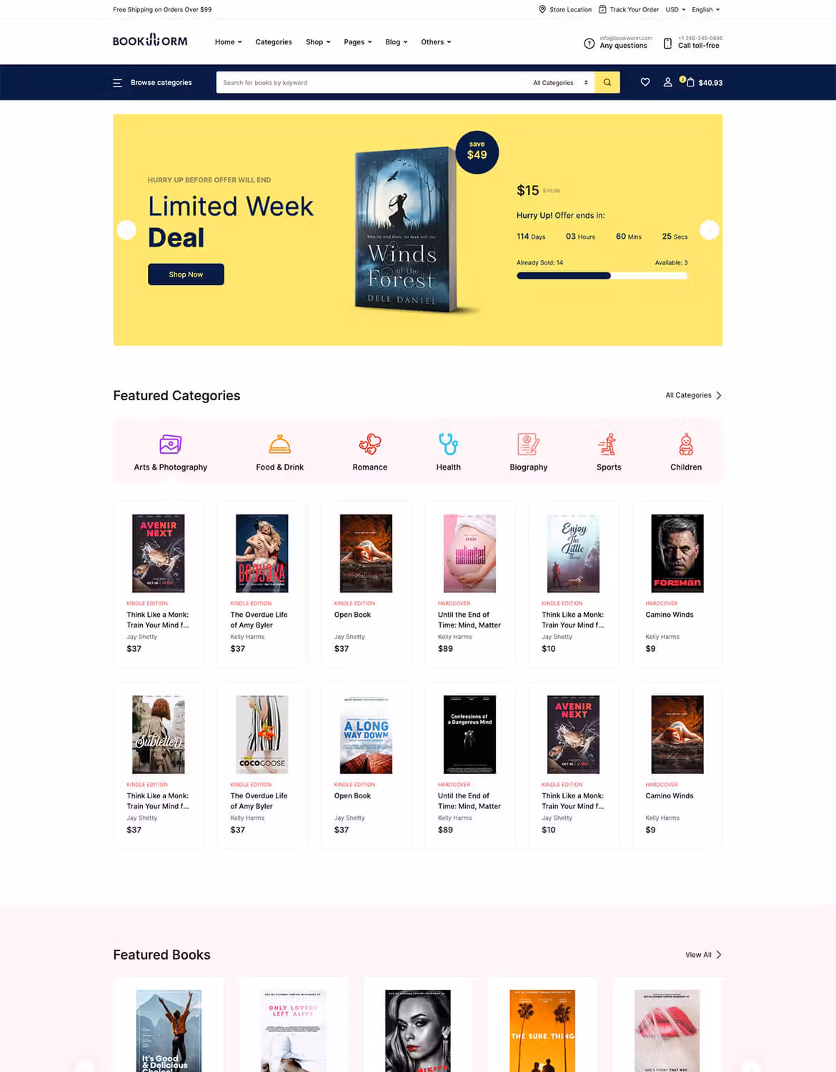Bookworm - Bookstore & Bookshop WooCommerce Theme
