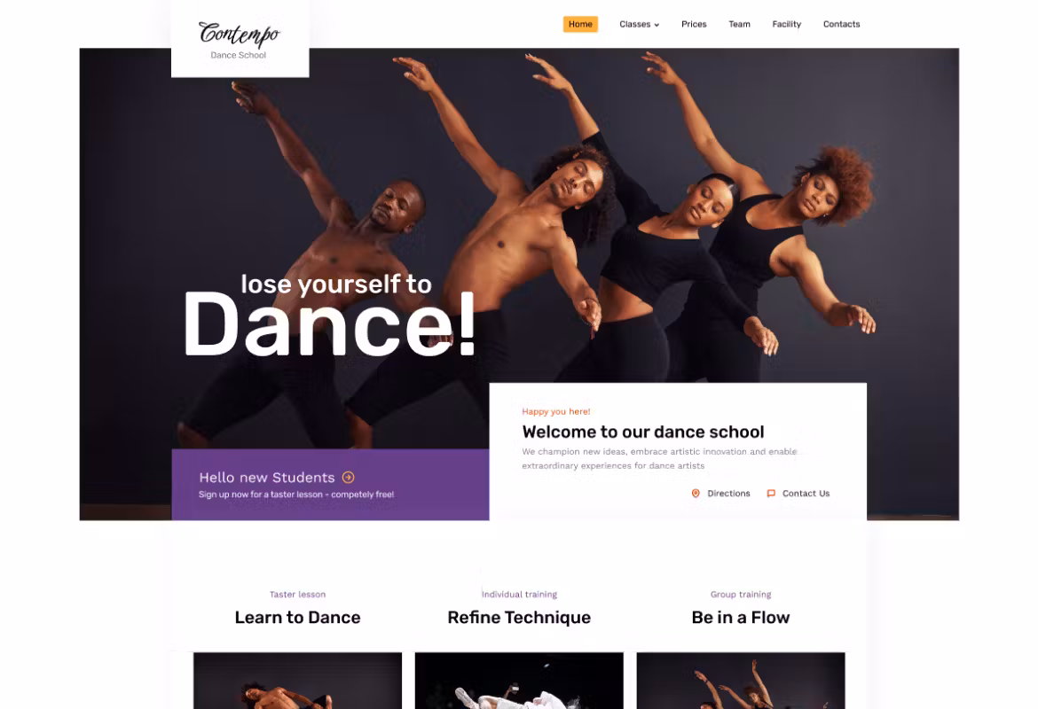 Contempo - Dance School WordPress Theme