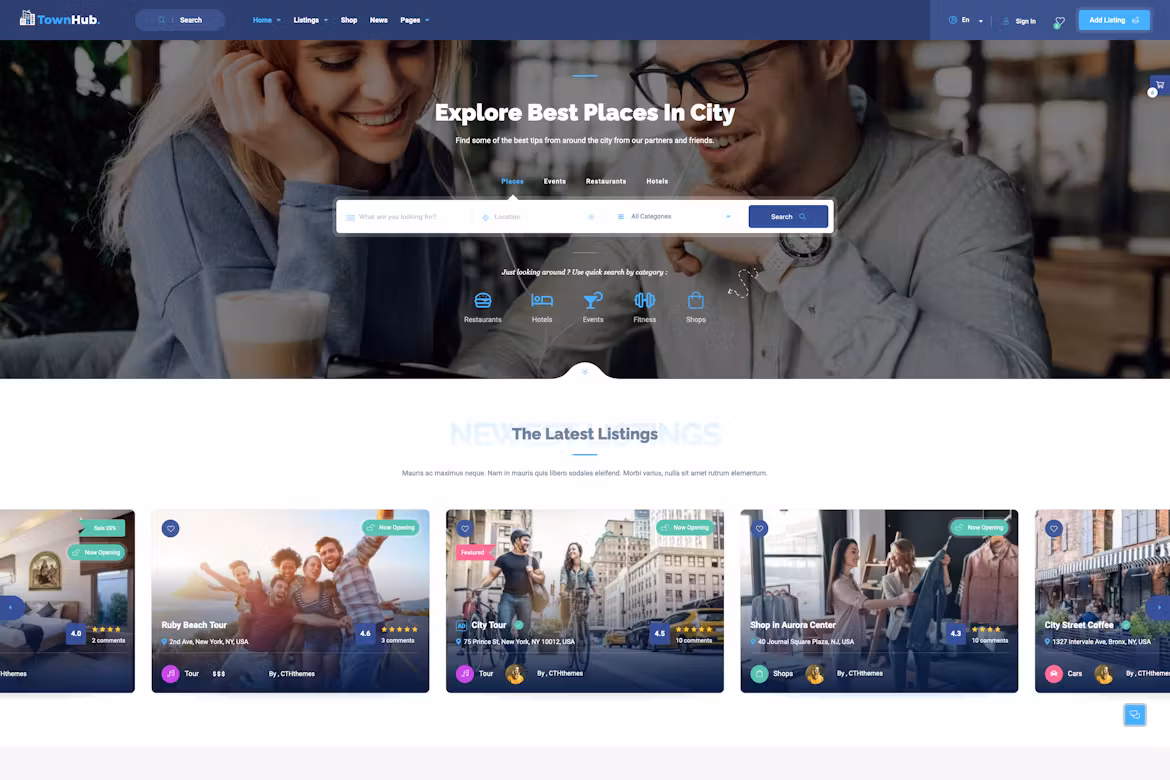 TownHub - Directory & Listing WordPress Theme