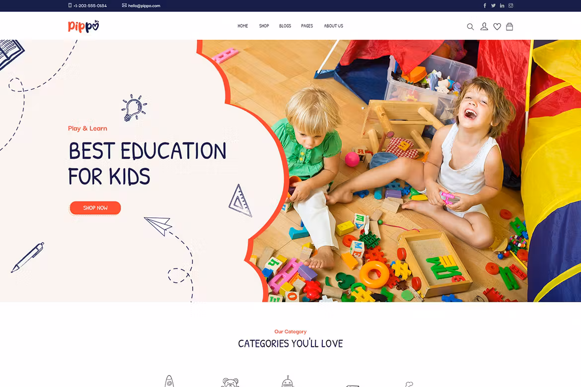 Pippo - Kids Toys Store WooCommerce WordPress Them