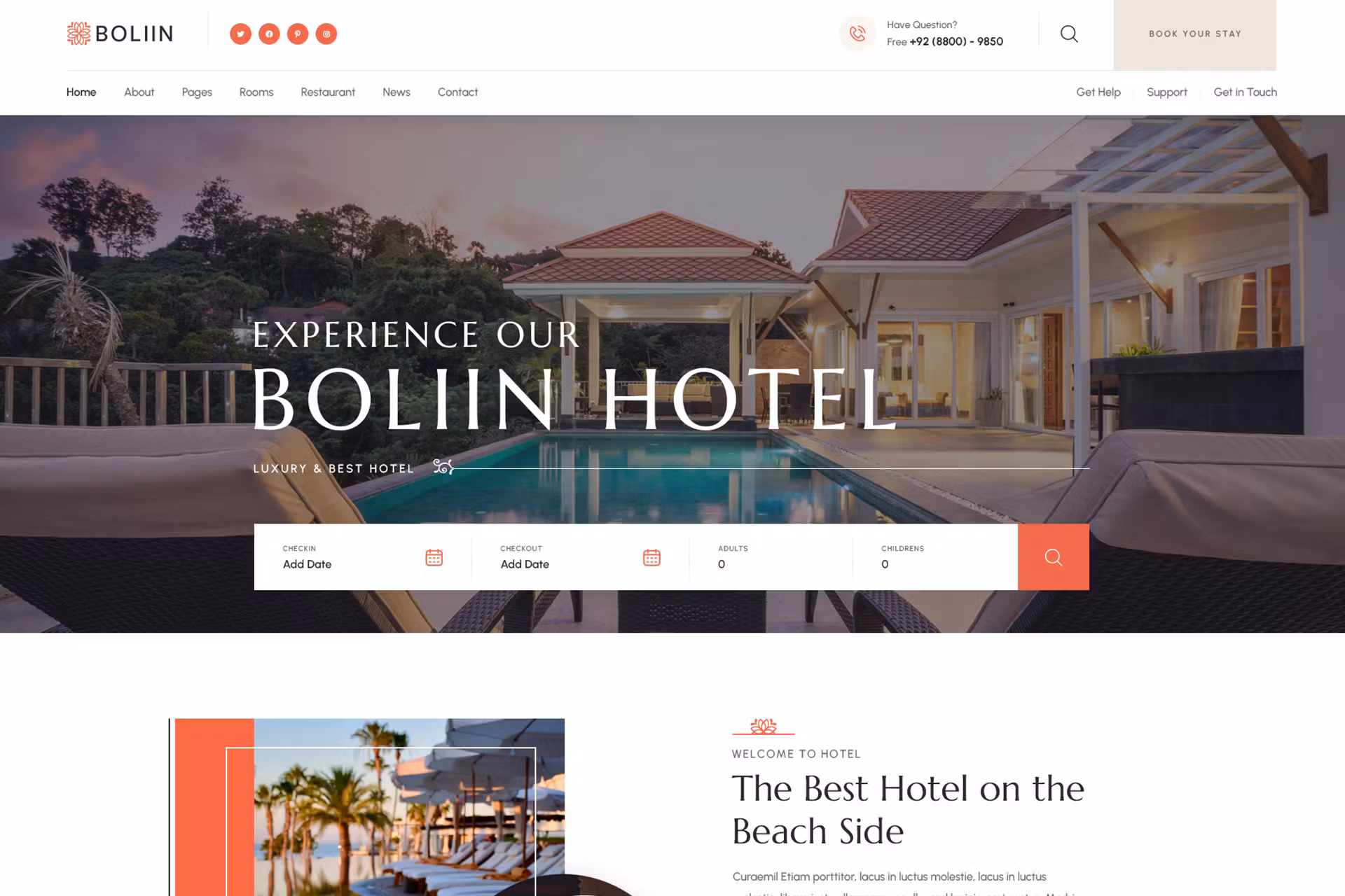 Boliin - Resort & Hotel Booking WordPress Theme