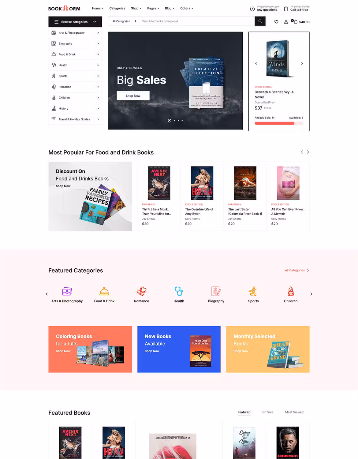 Bookworm - Bookstore & Bookshop WooCommerce Theme